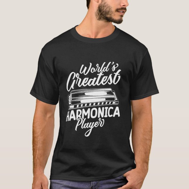 Camiseta Músico de Harmônica Maior Tocador de Harmônica do  (Frente)