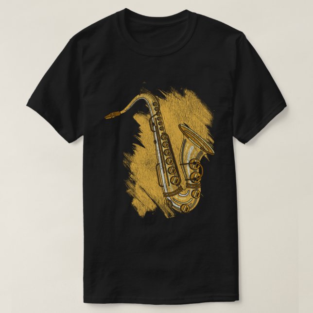 Camiseta Músico de Jazz doado Instrumento Musical Saxofone  (Frente do Design)