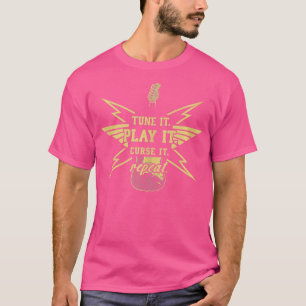 Camiseta Músico de moça toca maldição repetir violão