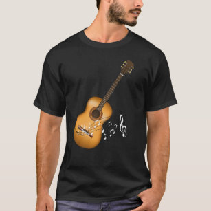 Camiseta Músico de Notas Musicais do Aoustic Guitar Player