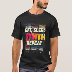 Camiseta Músico de Sintetizador Synth DAW Comer Dormir Synt