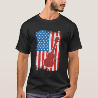 Camiseta Músico de Ukulele do 4 de Julho EUA Reino Unido