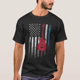 Camiseta Músico de Violão 4 de julho Bandeira Americana US