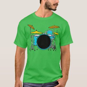 Camiseta Musico do Drummer do Kit do Tambor Azul