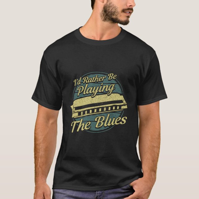 Camiseta Músico do Harmonica Player Blues (Frente)