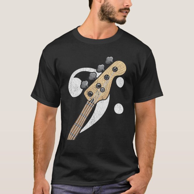 Camiseta Músico do tocador de violão da Bass Clef (Frente)