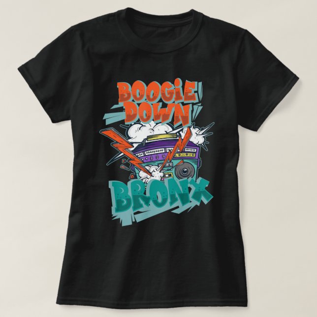 Camiseta Músico Engraçado Boogie Down Bronx Hip Hop (Frente do Design)