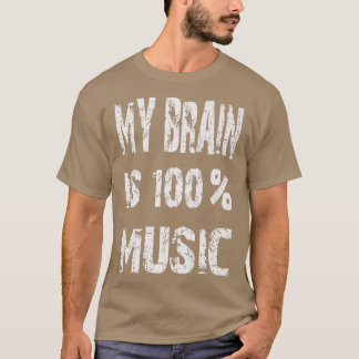 Camiseta Músico Engraçado Meu Cérebro É 100 Música