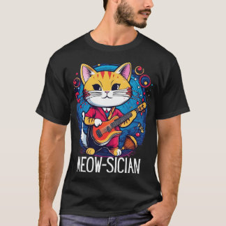 Camiseta Músico Gato Engraçado Guitarra Médica