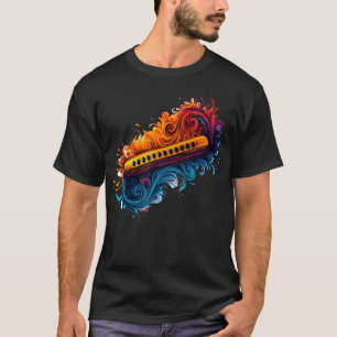 Camiseta Músico Instrumento Harmônica Aquarela