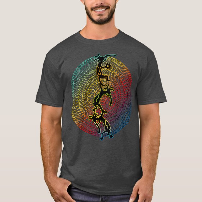 Camiseta Músico Kokopelli Acrobats Mandala 1 Diversão Fã (Frente)