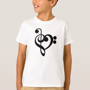 Camiseta Músico Música Coração -Clave de Sol Fá