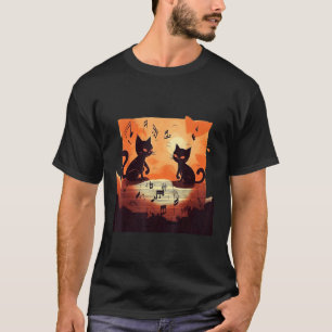 Camiseta Músico Notas Musicais Gato Fofo