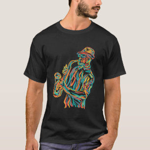 Camiseta Músico saxofone engraçado Jazz Música Colorida 