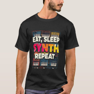 Camiseta Músico Sintetizador Synth DAW Comer Dormir Synth R