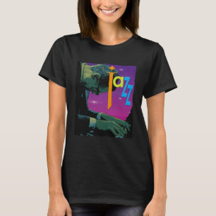 Camiseta Músico Vintage Tocando Música Jazz Suave no Piano