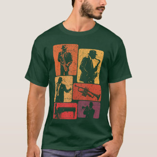 Camiseta Músicos da Banda de Jazz Retro Amante de Música Ja