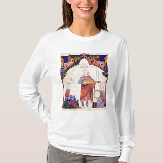 Camiseta Músicos que jogam a guitarra e o pandeiro (Frente)