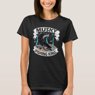 Camiseta Muskie Pescaria Para Homens Pescador Rei Fish Mu