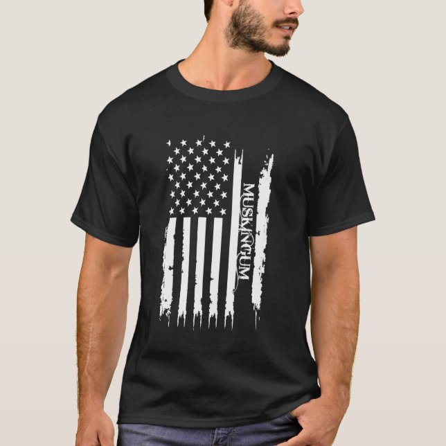 Camiseta Muskingum Estados Unidos se afundou com bandeira d (Frente)