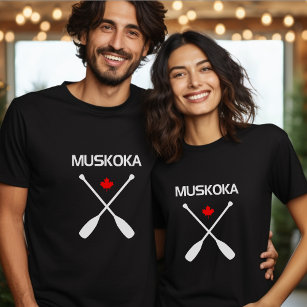 Camiseta Muskoka Canadá Cruzou Carros de Paddle Folha Escur