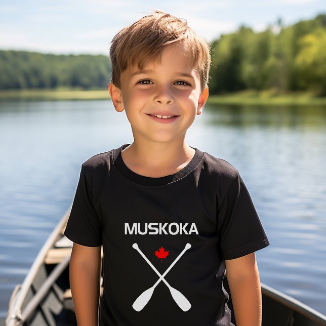 Camiseta Muskoka Canadá Cruzou Carros de Paddle Folha Escur (Criador carregado)