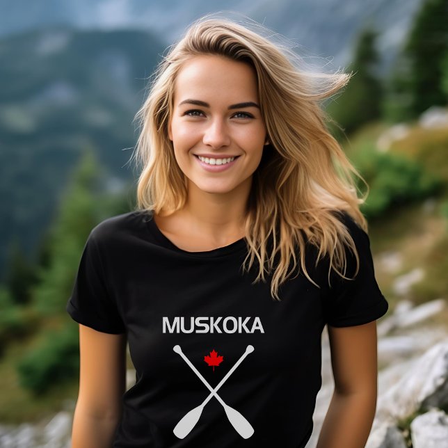 Camiseta Muskoka Canadá Cruzou Carros de Paddle Folha Escur (Criador carregado)