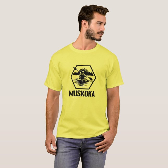 Camiseta Muskoka Ontario Kayaker - Camisa-T básica masculin (Frente Completa)