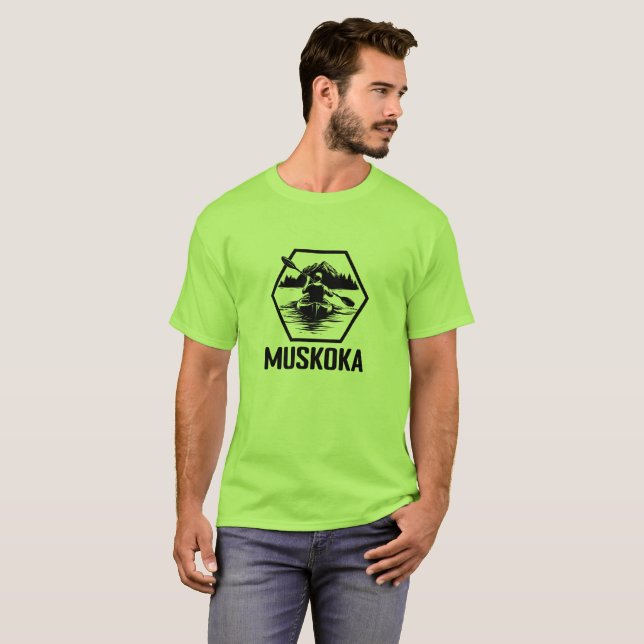 Camiseta Muskoka Ontario Kayaker - Camisa-T básica masculin (Frente Completa)