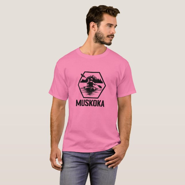 Camiseta Muskoka Ontario Kayaker - Camisa-T básica masculin (Frente Completa)