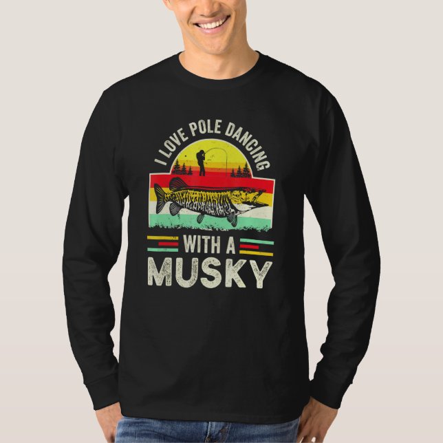 Camiseta Musky Fish Gag Musculus Pesca Retro Pai Pescador (Frente)