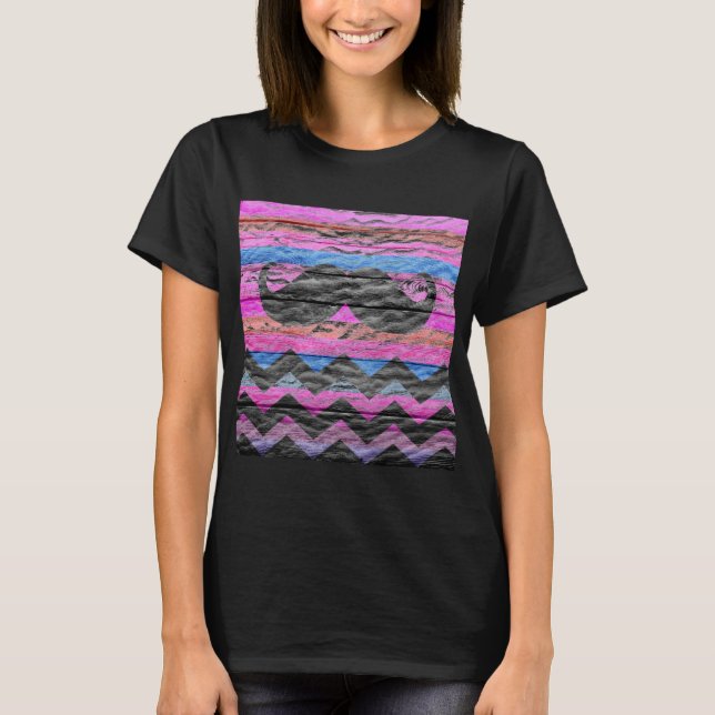 Camiseta Mustache Chevron Modern Wood #2 (Frente)