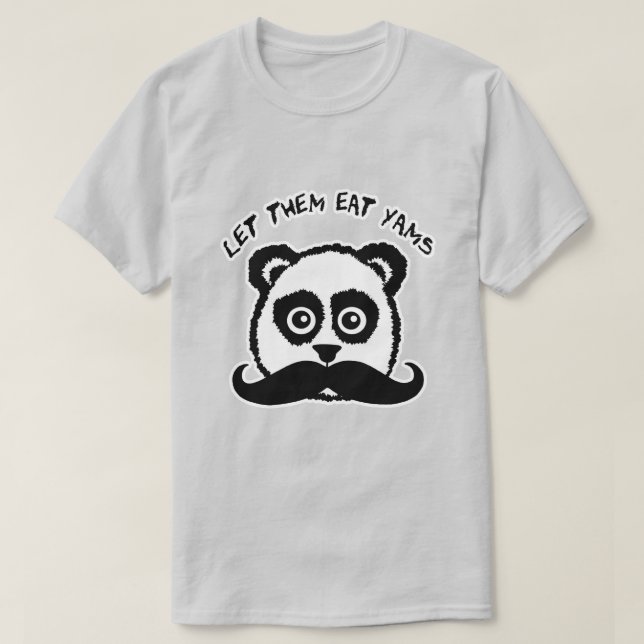 Camiseta Mustache Panda Deixe-Os Comer Yams (Frente do Design)