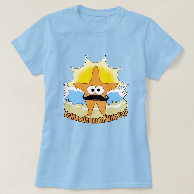 Camiseta Mustache Starfish Echinodermata (Frente do Design)