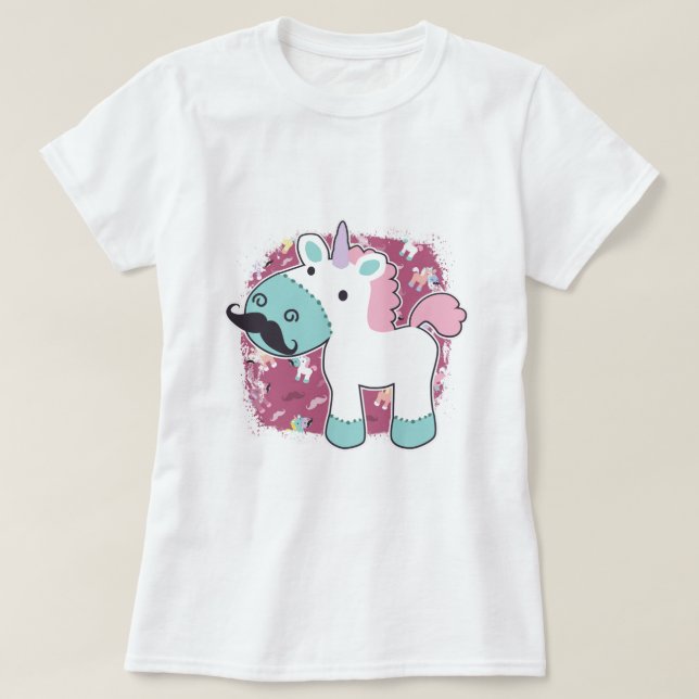 Camiseta Mustachio Unicornio! (Frente do Design)