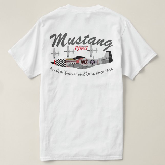 Camiseta Mustang 1944 de Pfive1 P-51 (Verso do Design)