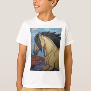 Camiseta Mustang do Buckskin na garganta