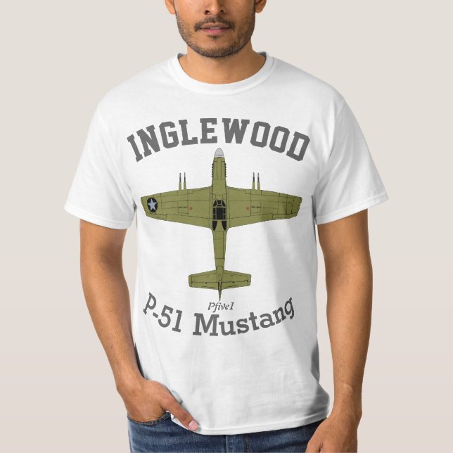 Camiseta Mustang Inglewood de Pfive1 P-51 (Frente)