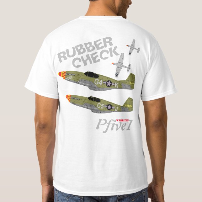 Camiseta Mustang "verificação de borracha " de Pfive1 P-51 (Verso)