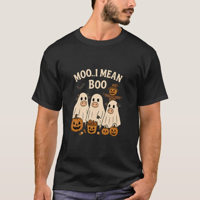 Camiseta Muu Eu Quero Dizer Boo Design de Vaca Engraçada de (Frente)