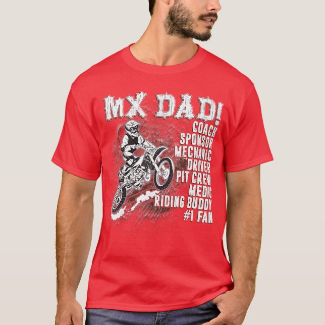 Camiseta MX Dad Coach Sponsor Mechanic Driver Riding Buddy  (Frente)