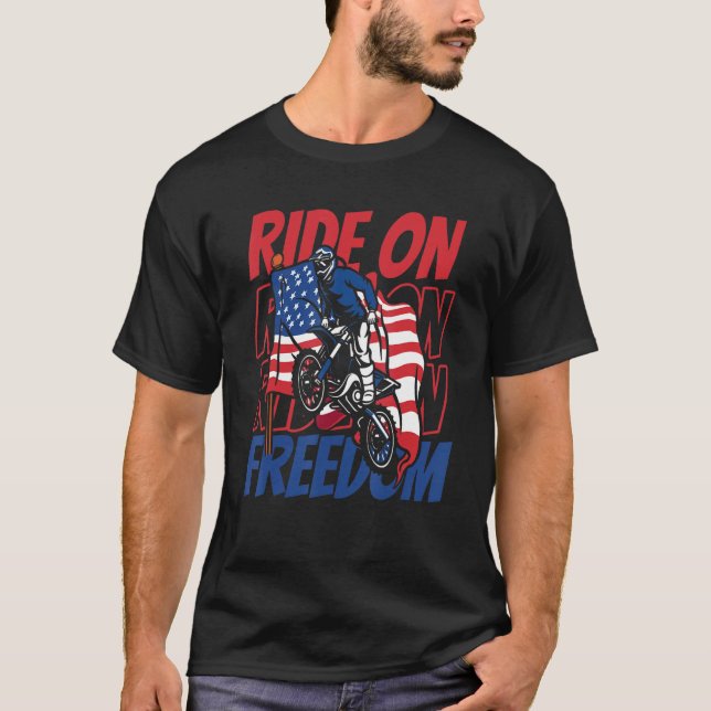 Camiseta Mx Motocross Us Flag Bike Biker - Dirt Biking 4th  (Frente)