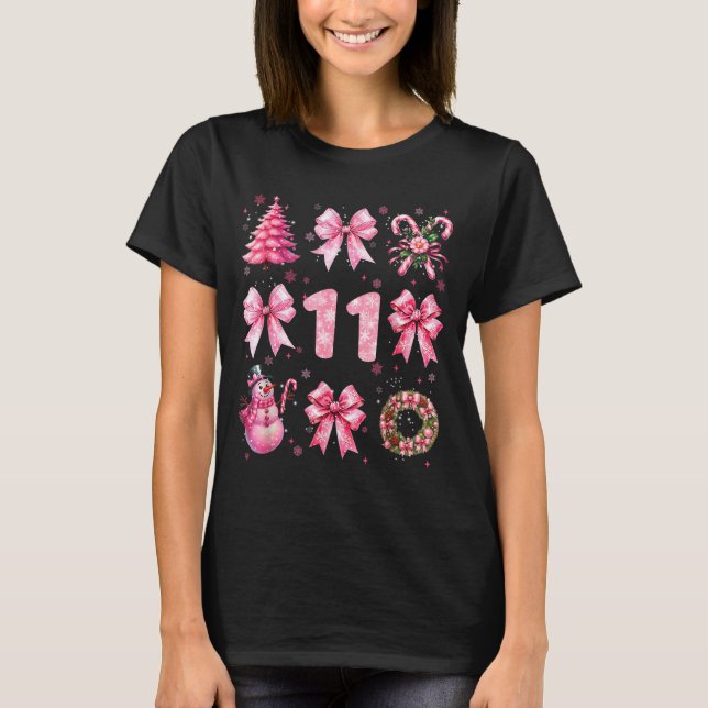 Camiseta My 11th Birthday Nk Santa Coquette Snowman 11 Year (Frente)