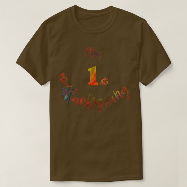 Camiseta My 1st thanksgiving black background (Frente do Design)