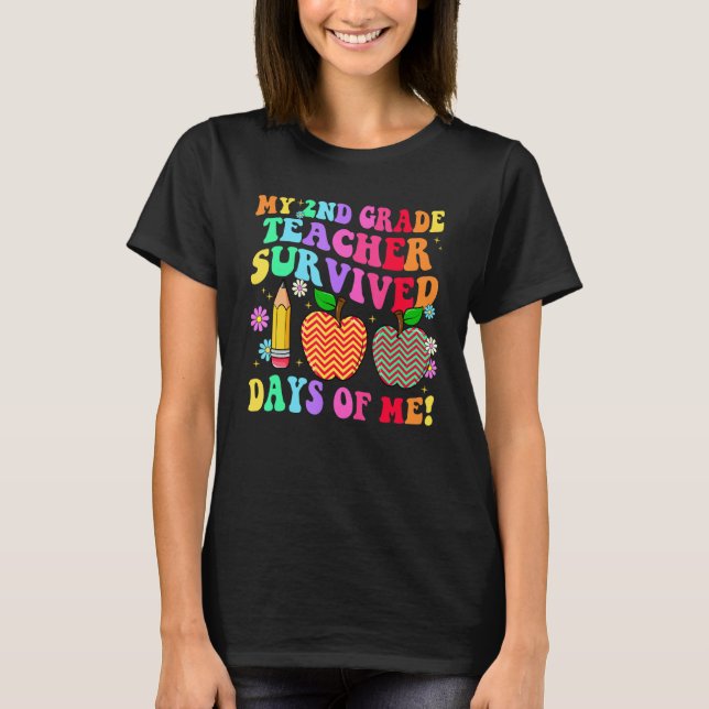 Camiseta My 2nd Grade Teacher Survived 100 Days of Me Groov (Frente)