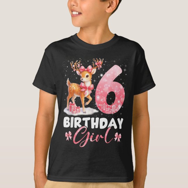 Camiseta My 6th Birthday Girl Rudolph Nk Coquette 6 Years O (Frente)