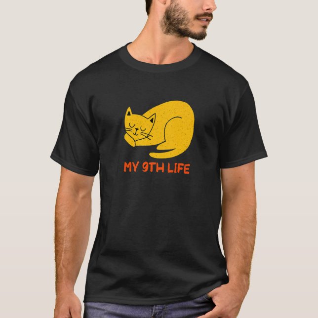 Camiseta My 9th Life Cat  Birthday Kitten Bday Dad Jokes Fa (Frente)