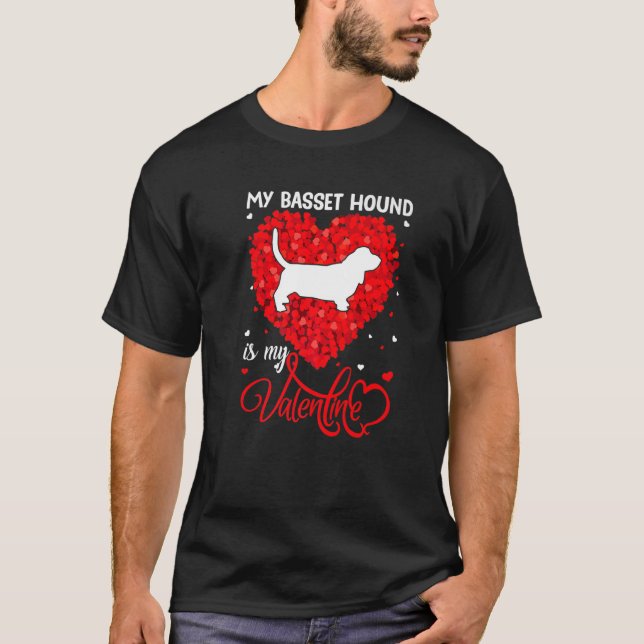 Camiseta My Basset Hound Is My Valentine Basset Hound Dog V (Frente)