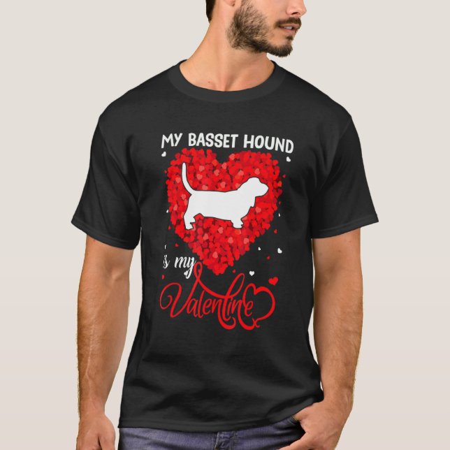 Camiseta My Basset Hound Is My Valentine Basset Hound Dog V (Frente)