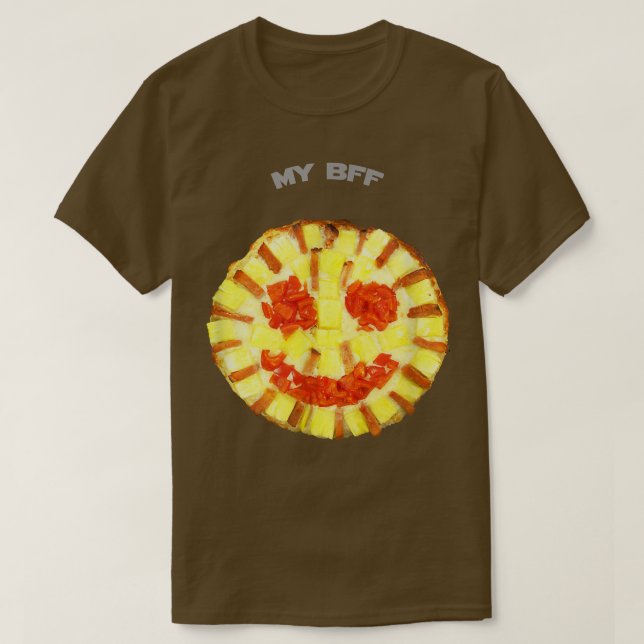 Camiseta My Bff Smiling Pizza Yummy Funny Food Humor 2402 (Frente do Design)